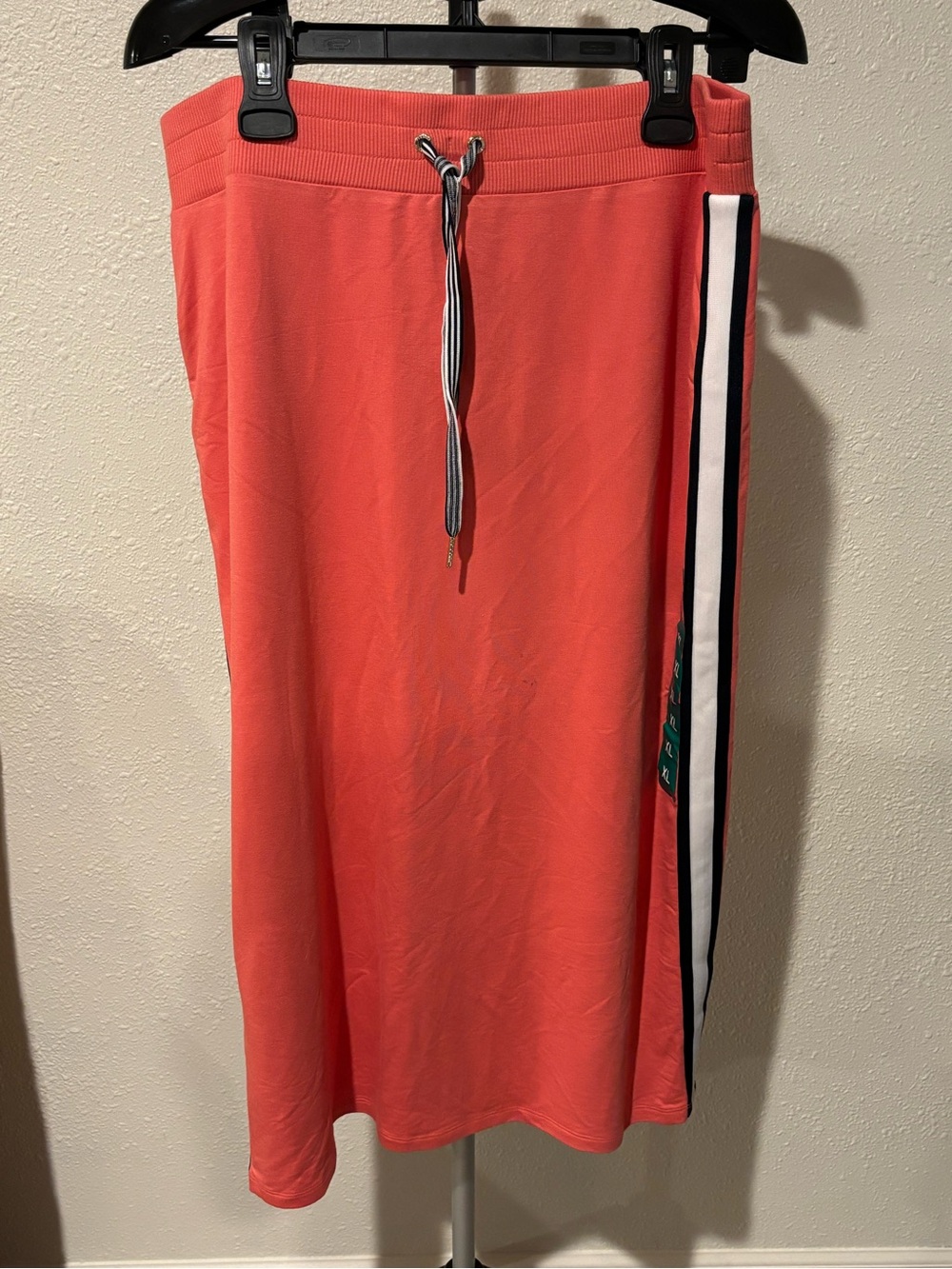 Tommy Hilfiger Coral Midi Drawstring Skirt with Side Stripe